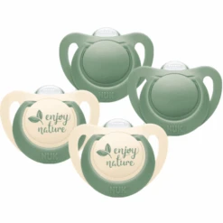 NUK Schnuller For Nature Silikon 6-18 Monate, Grün Im 4er-Set
