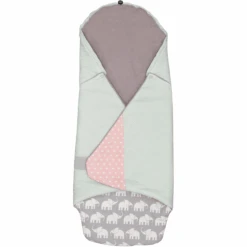 ULLENBOOM® Einschlagdecke Elefant Mint Rosa 98 X 98 X 2 Cm